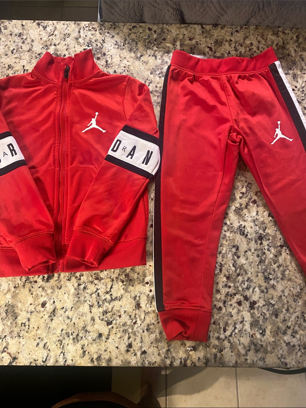 Jordan Red Kids Track Jacket & Jogger Set with White Logo